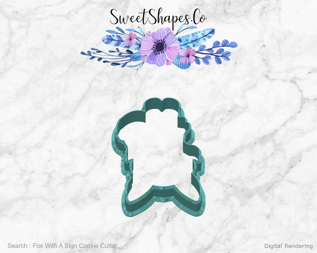 Fox With A Sign Cookie Cutter — back view