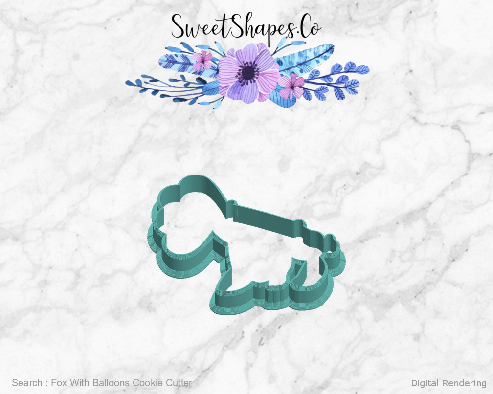 Fox With Balloons Cookie Cutter — left view
