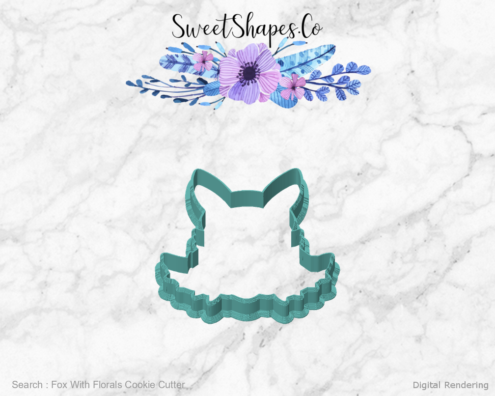 Fox With Florals Cookie Cutter — front view