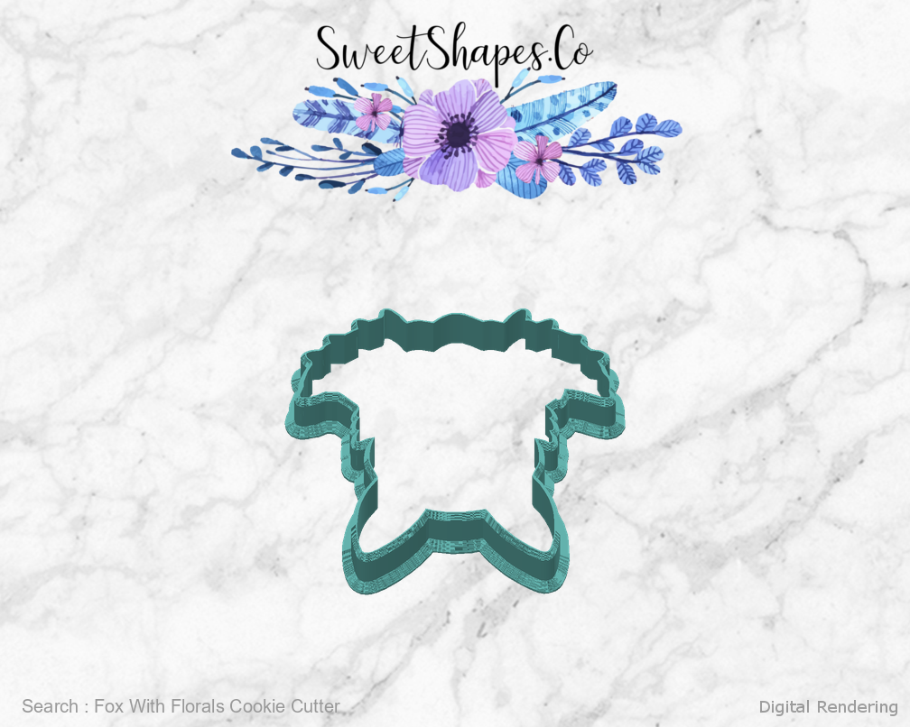Fox With Florals Cookie Cutter — back view