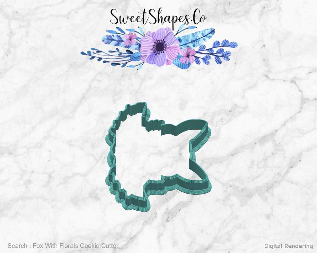 Fox With Florals Cookie Cutter — right view