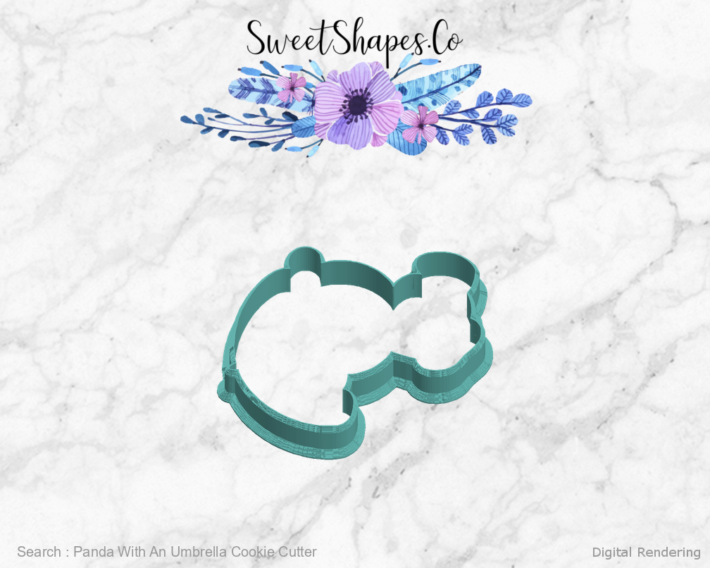 Panda With An Umbrella Cookie Cutter — left view