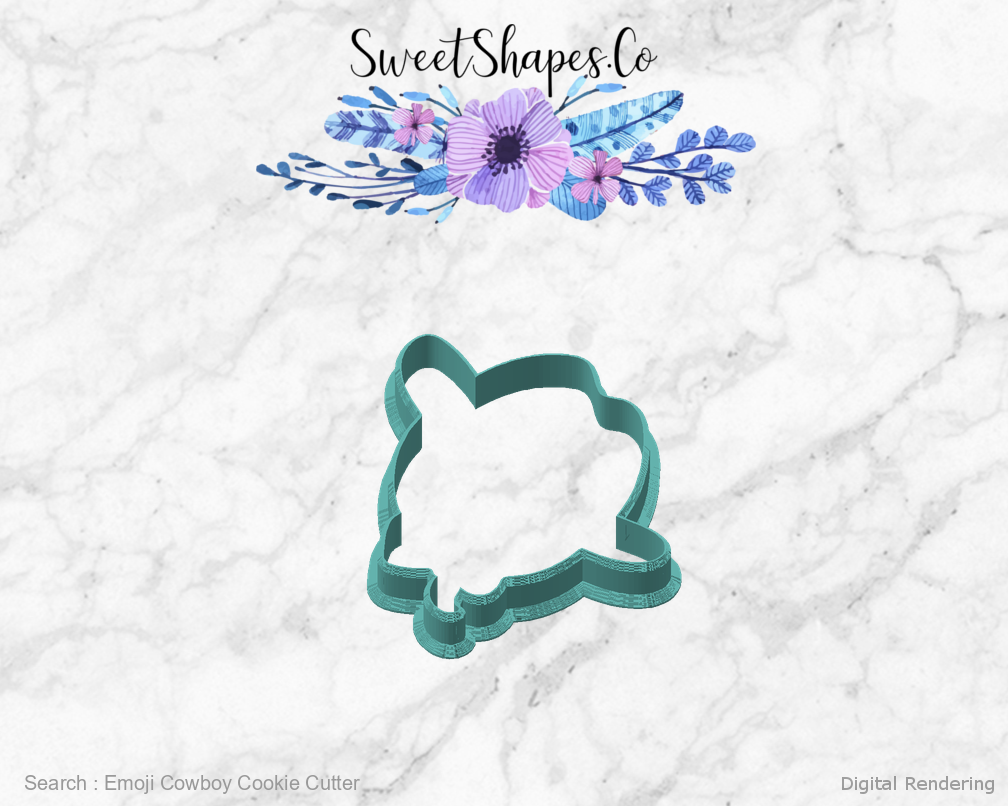 Emoji Cowboy Cookie Cutter — angled front view