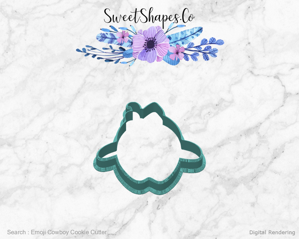Emoji Cowboy Cookie Cutter — back view