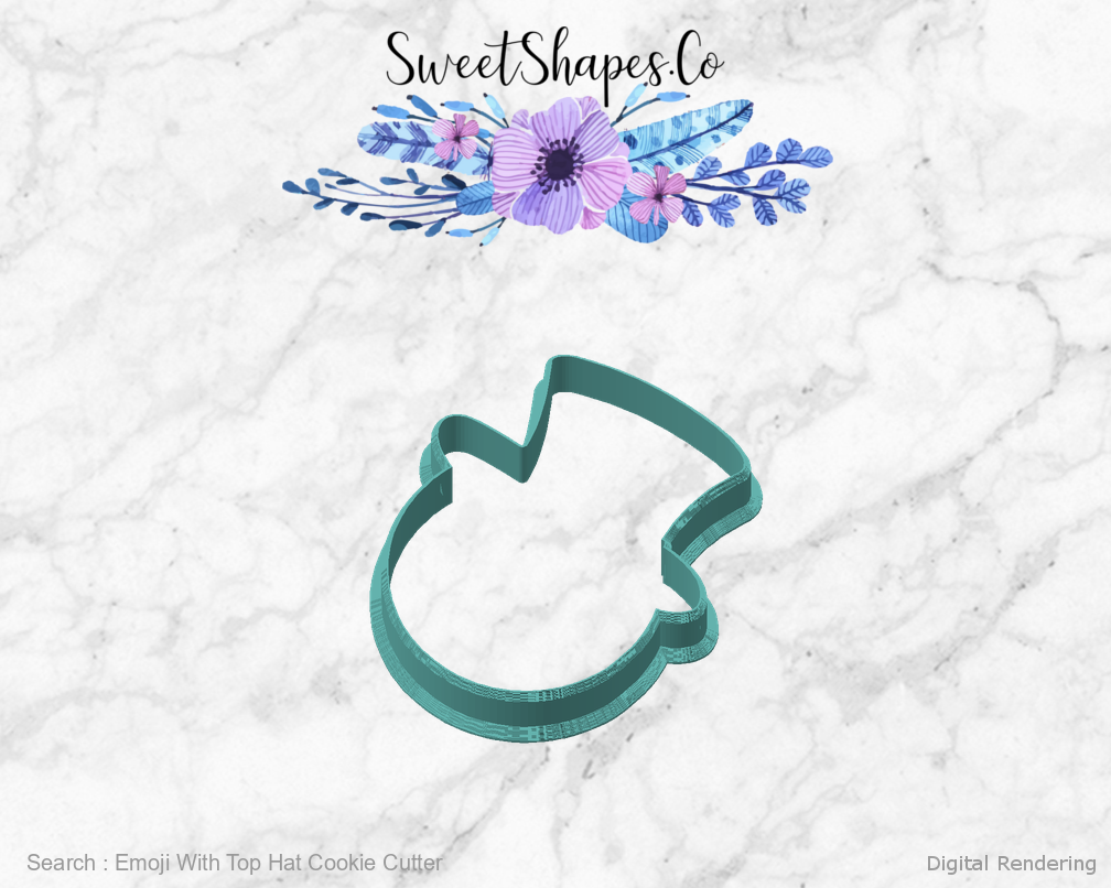 Emoji With Top Hat Cookie Cutter — angled front view