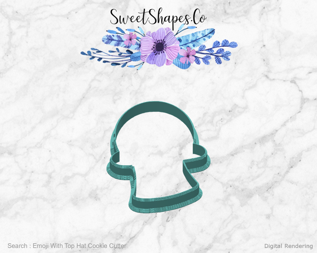 Emoji With Top Hat Cookie Cutter — back view