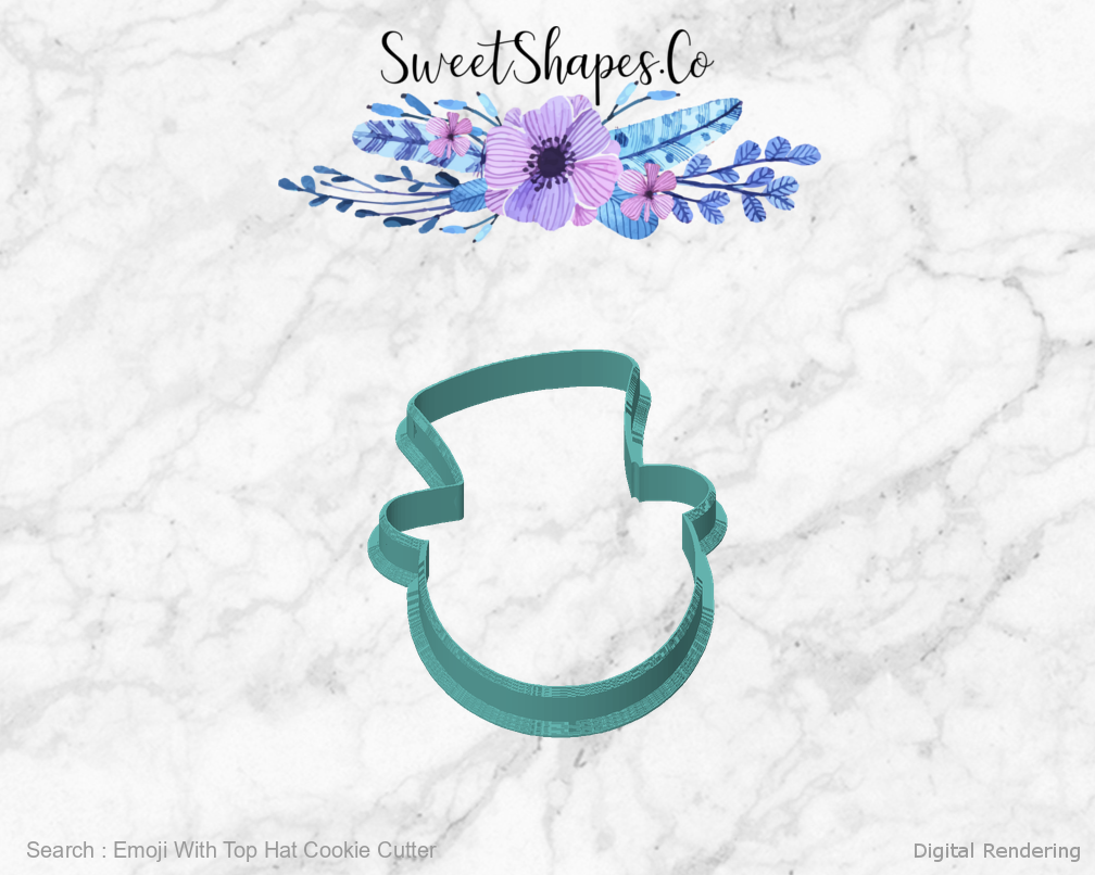 Emoji With Top Hat Cookie Cutter — front view