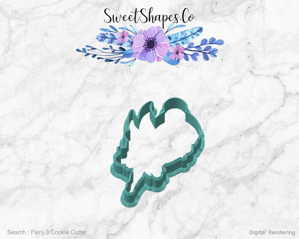 Fairy 3 Cookie Cutter — angled front view