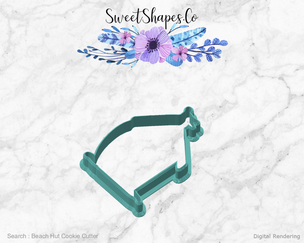 Beach Hut Cookie Cutter — angled front view