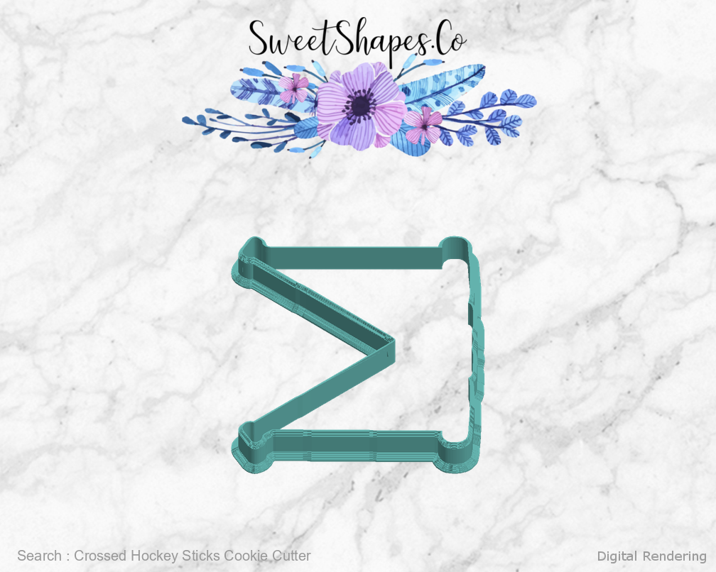 Crossed Hockey Sticks Cookie Cutter — left view