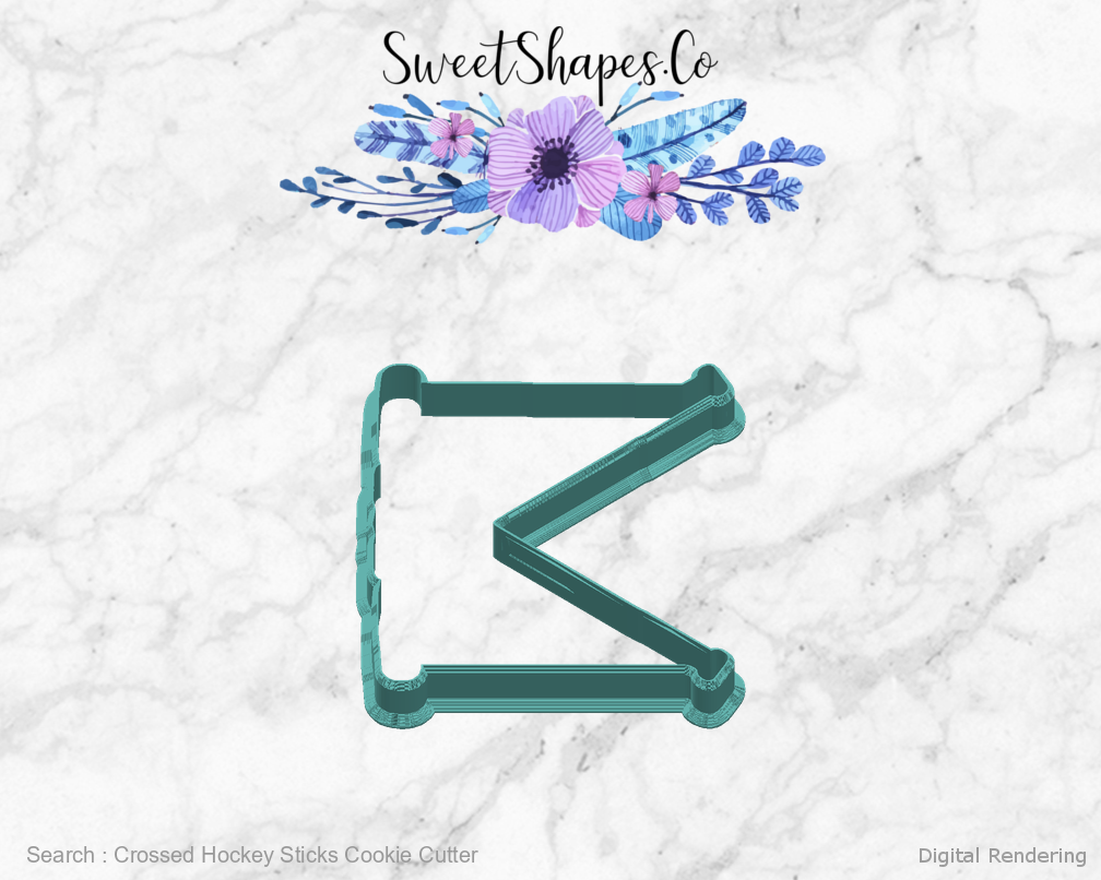 Crossed Hockey Sticks Cookie Cutter — right view