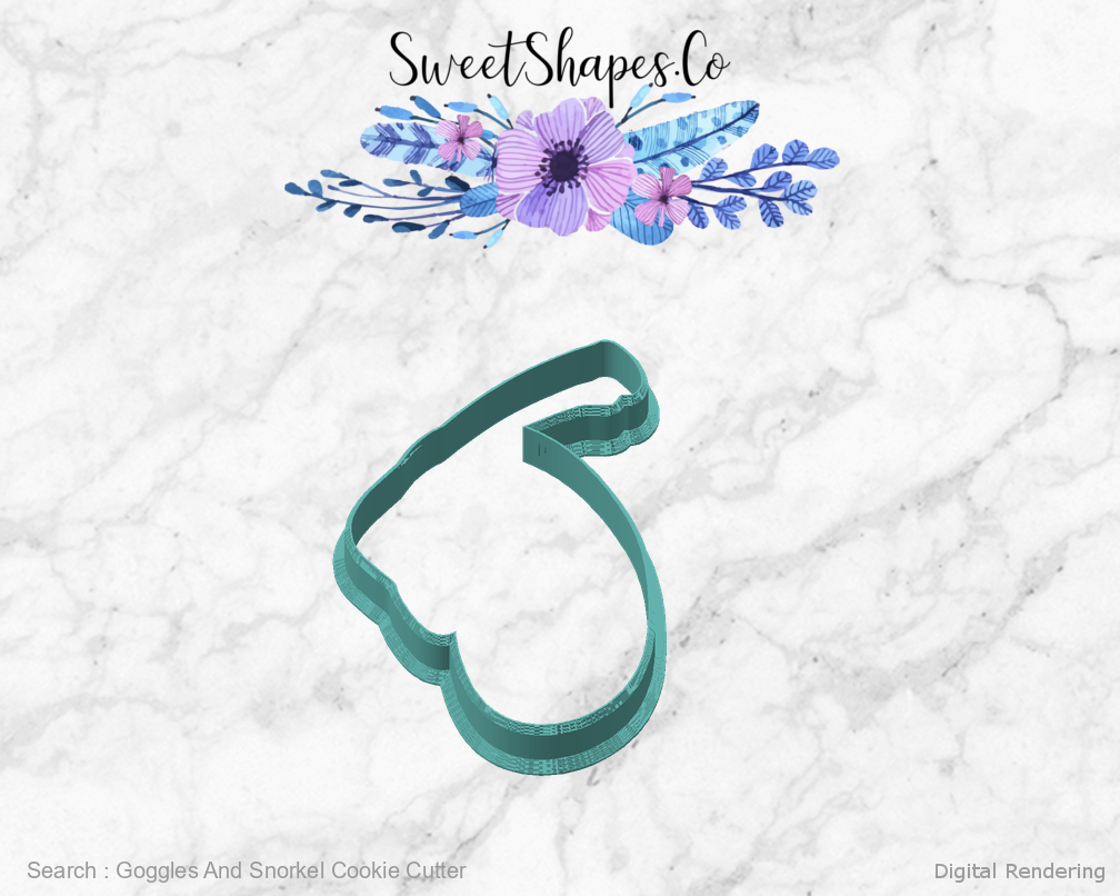 Goggles And Snorkel Cookie Cutter — angled front view
