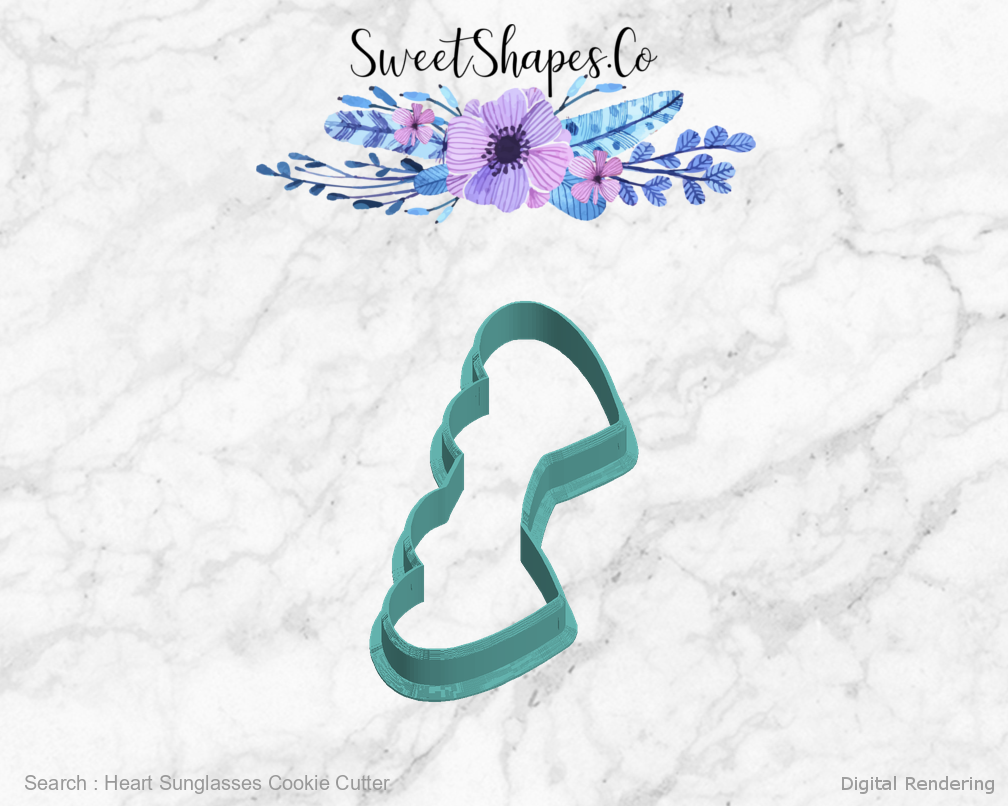 Heart Sunglasses Cookie Cutter — left view