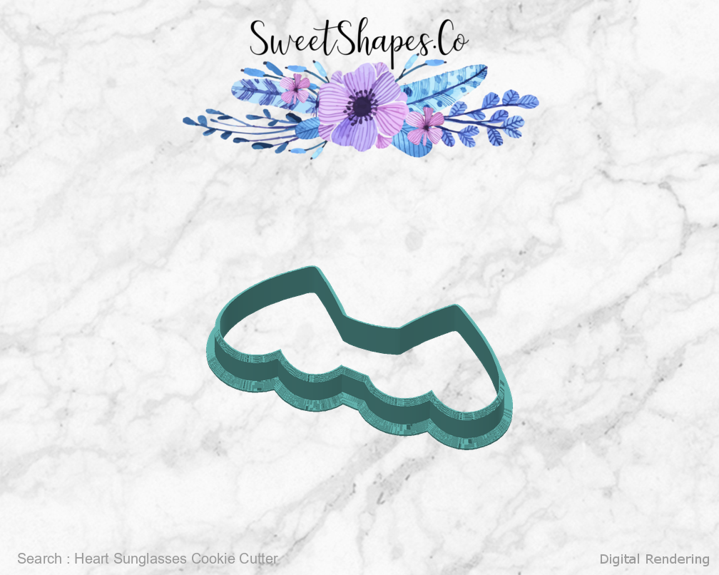 Heart Sunglasses Cookie Cutter — back view