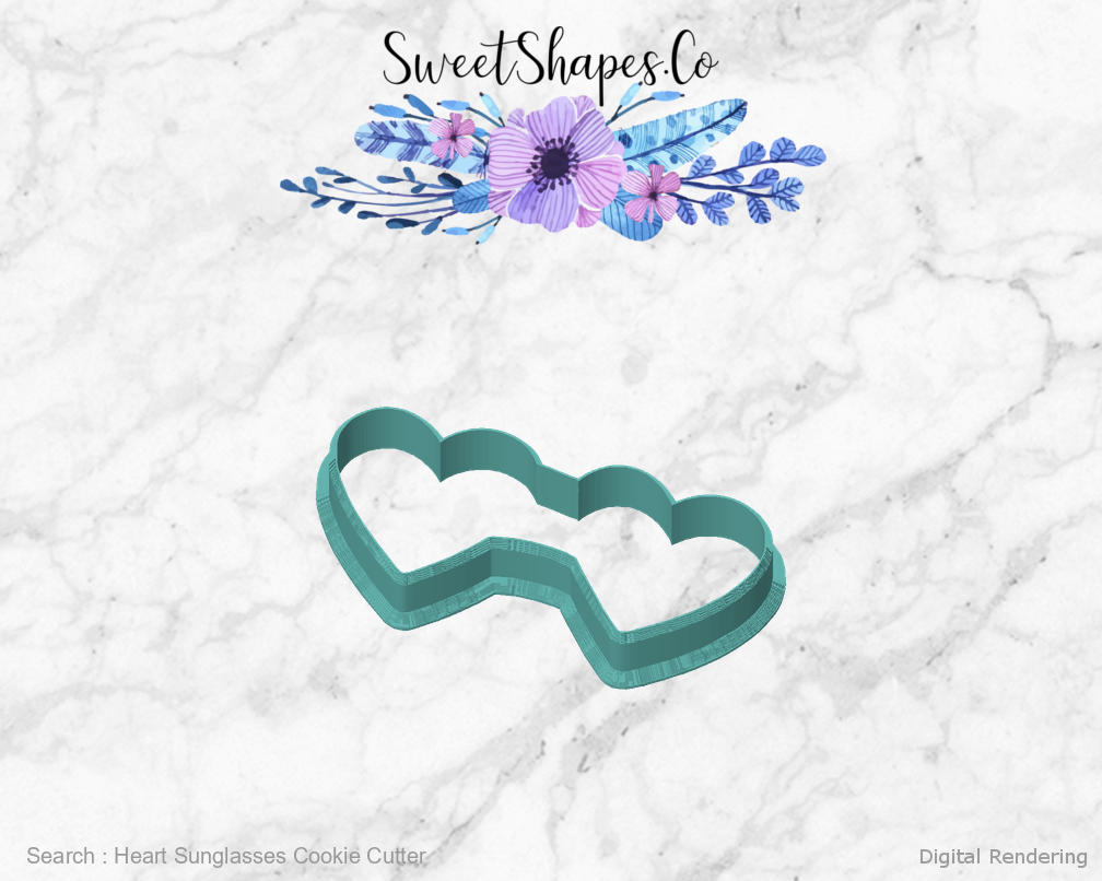 Heart Sunglasses Cookie Cutter — front view