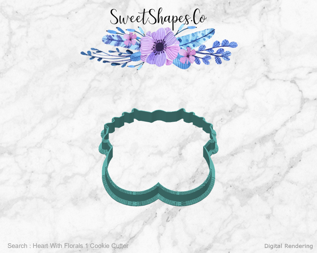 Heart With Florals 1 Cookie Cutter — back view
