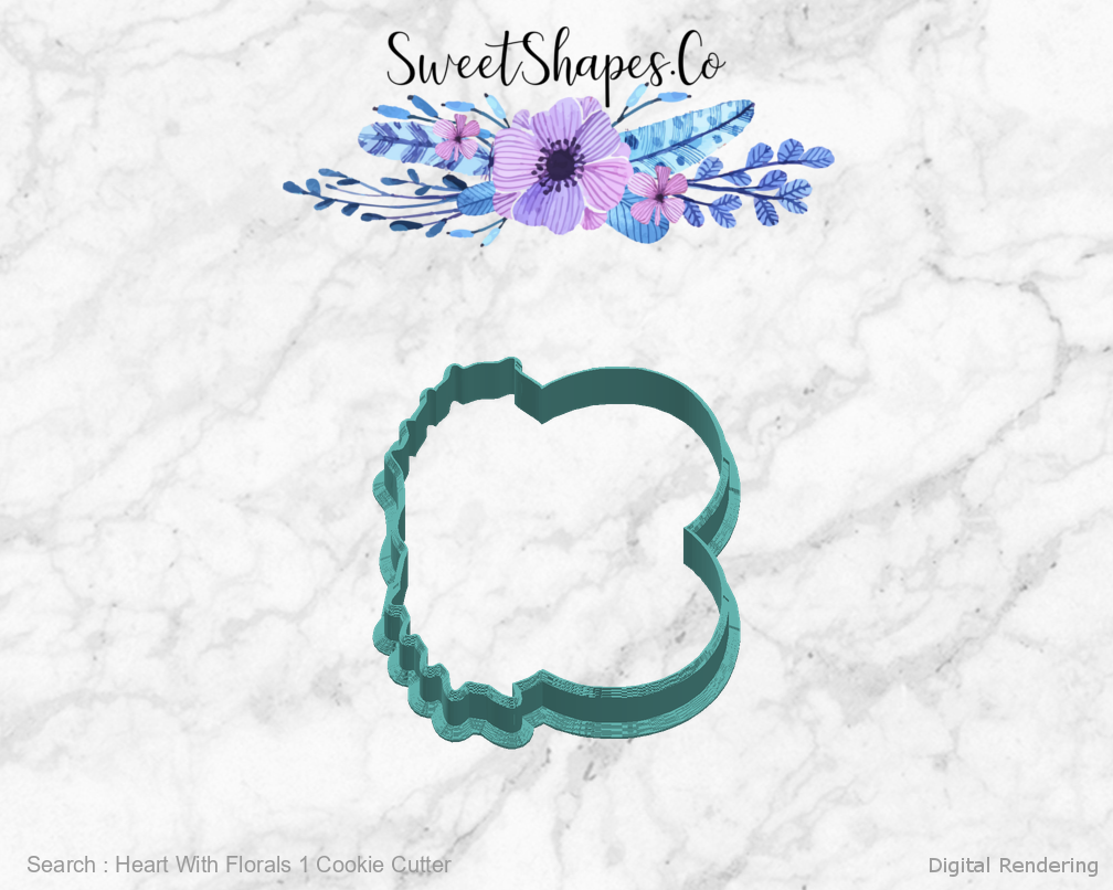 Heart With Florals 1 Cookie Cutter — right view