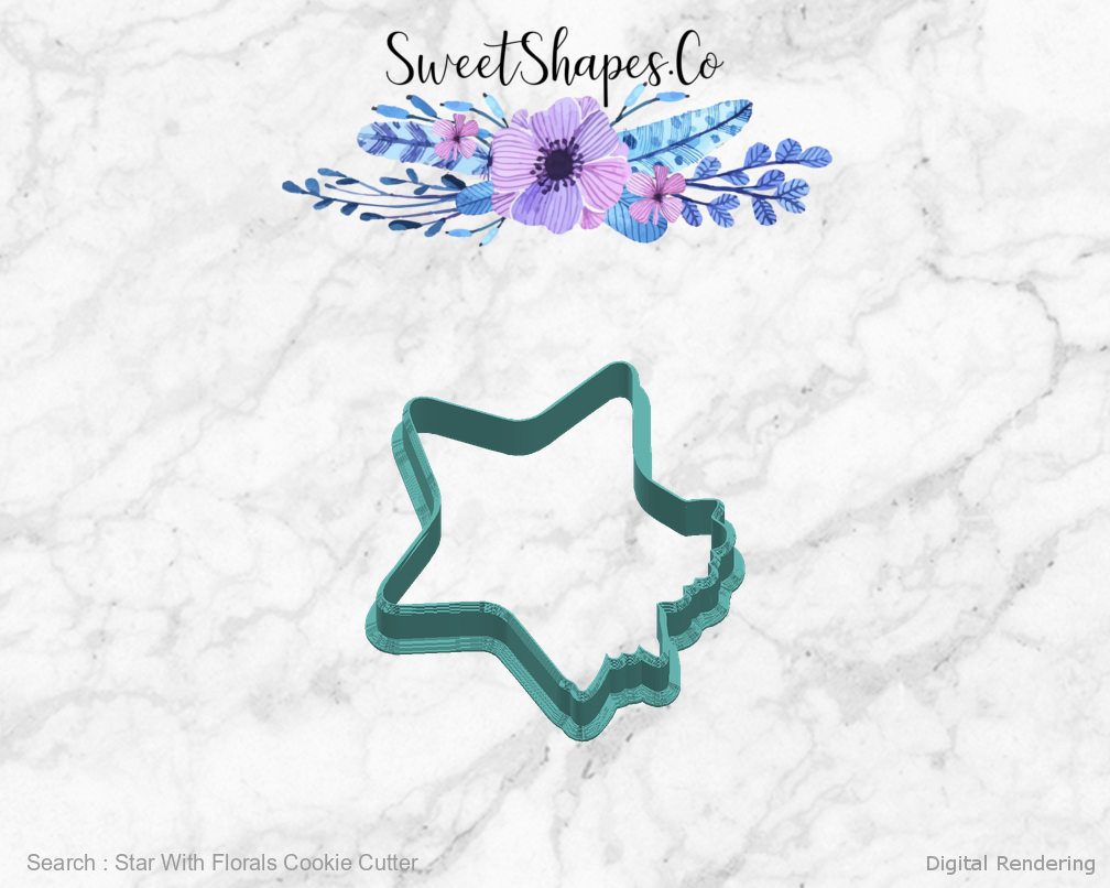 Star With Florals Cookie Cutter — right view