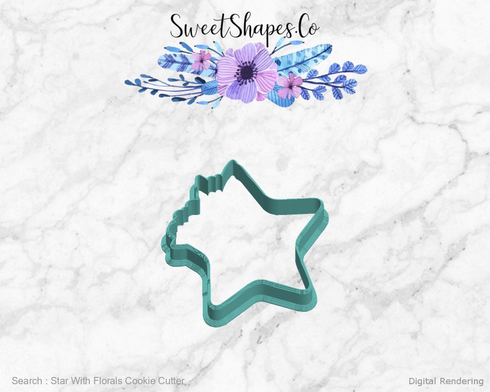 Star With Florals Cookie Cutter — left view