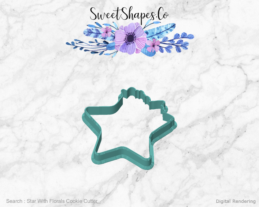 Star With Florals Cookie Cutter — front view