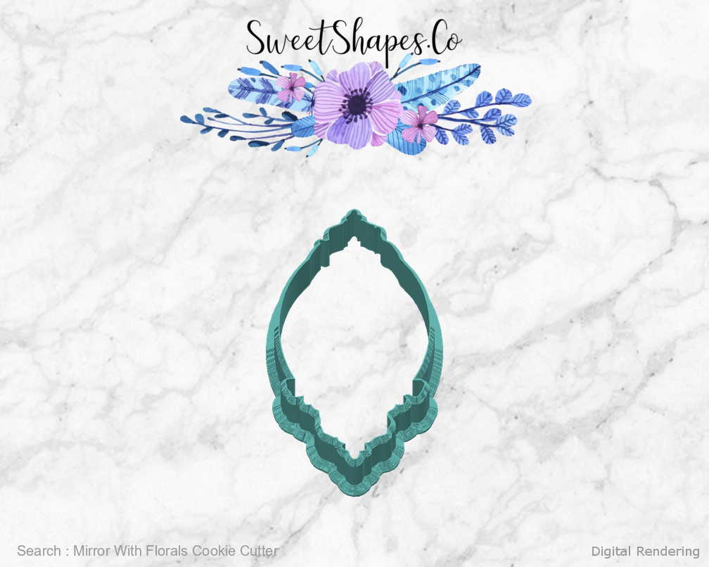 Mirror With Florals Cookie Cutter — back view