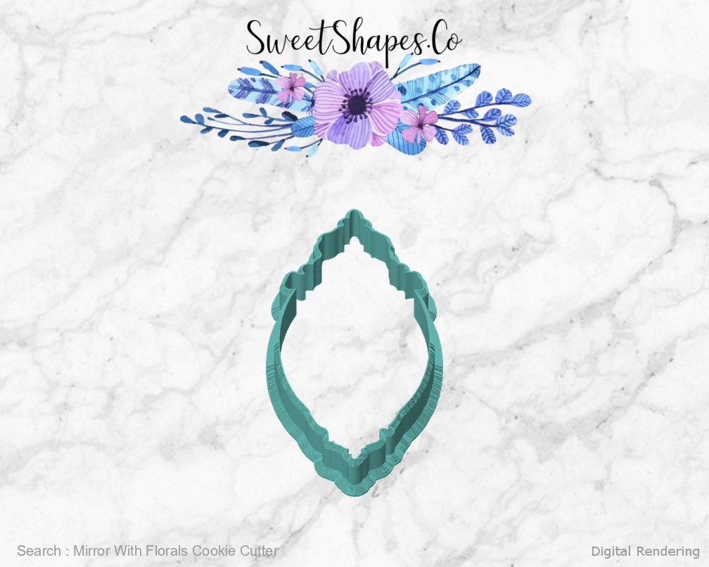 Mirror With Florals Cookie Cutter — front view