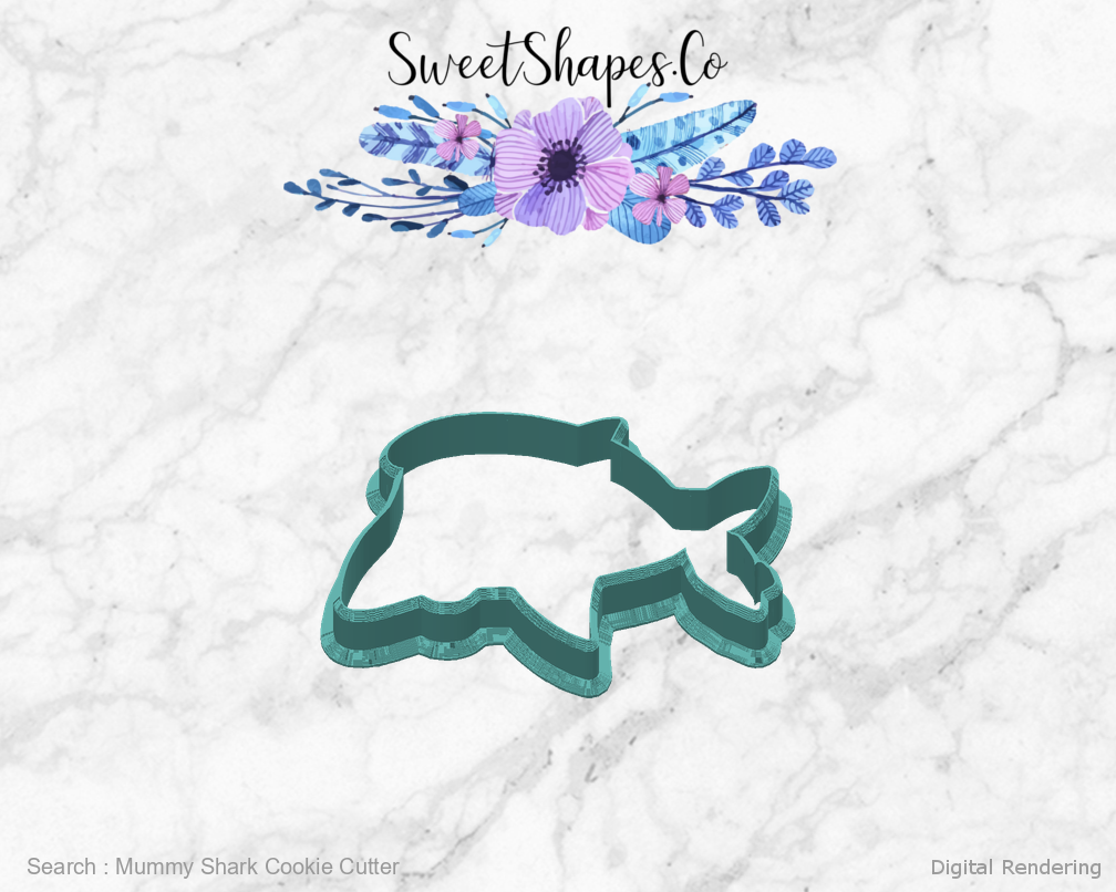 Mummy Shark Cookie Cutter — back view