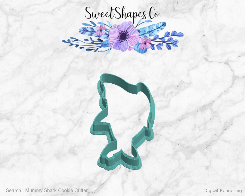 Mummy Shark Cookie Cutter — left view