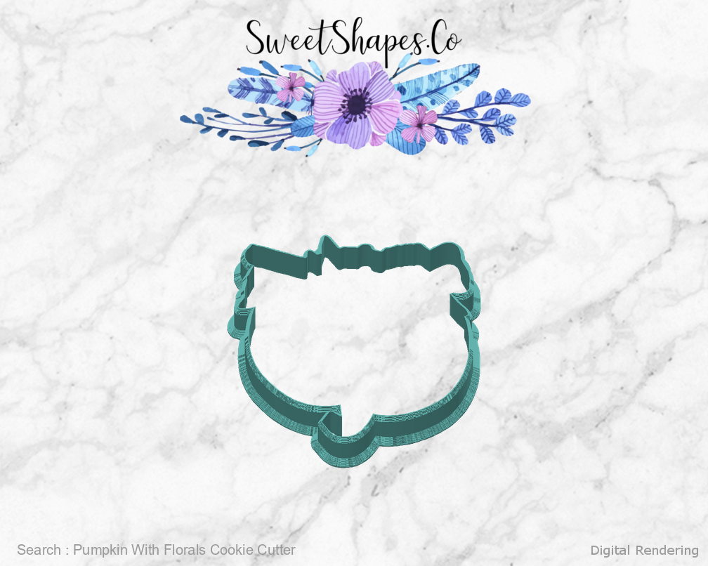 Pumpkin With Florals Cookie Cutter — back view