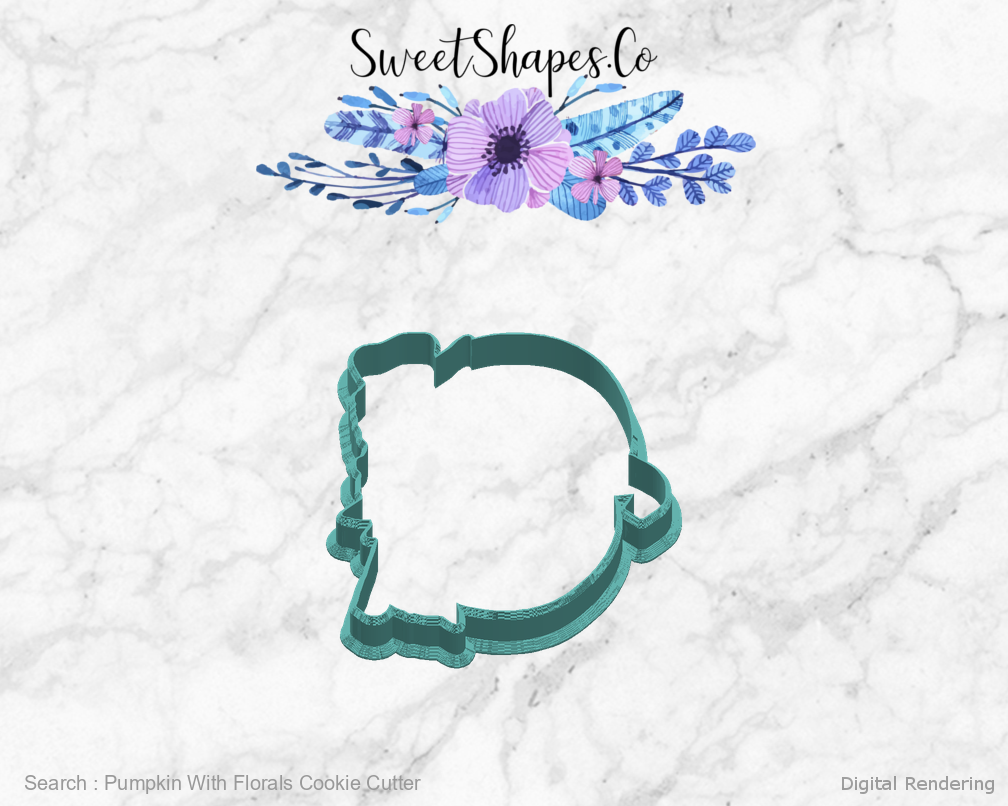 Pumpkin With Florals Cookie Cutter — right view