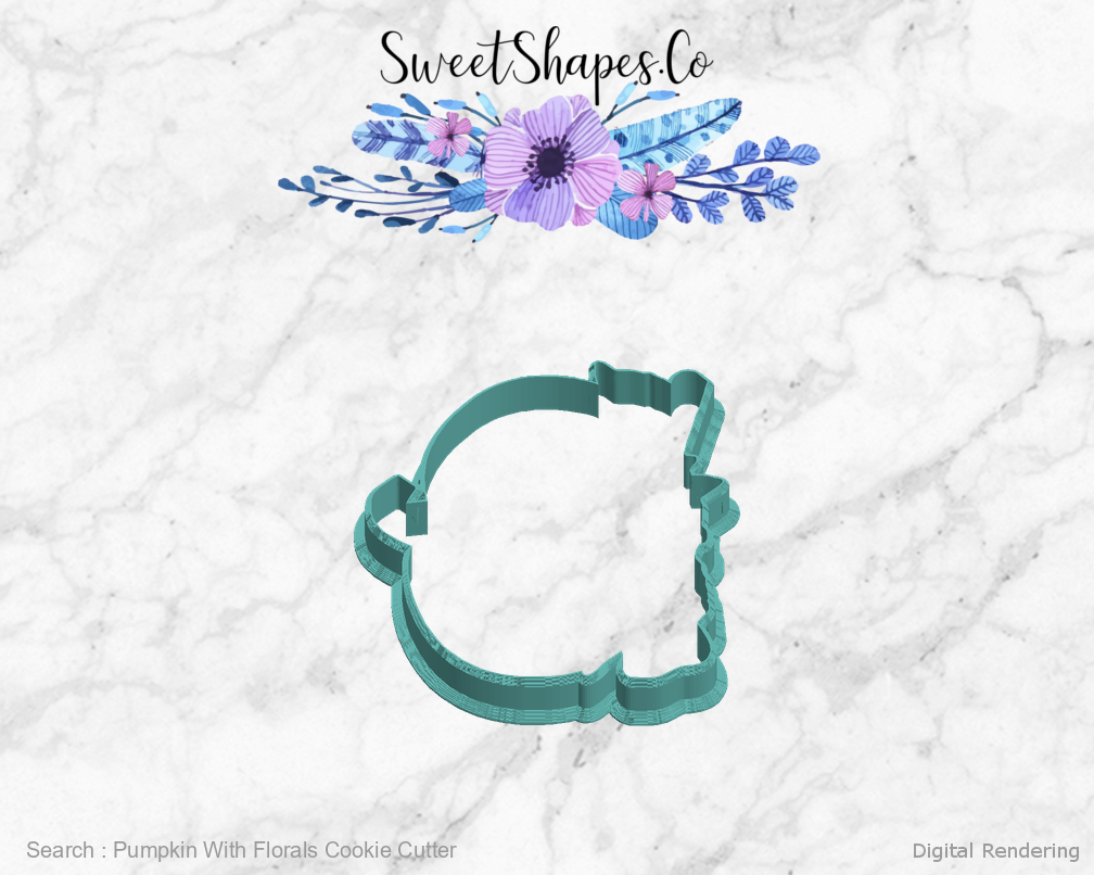 Pumpkin With Florals Cookie Cutter — left view