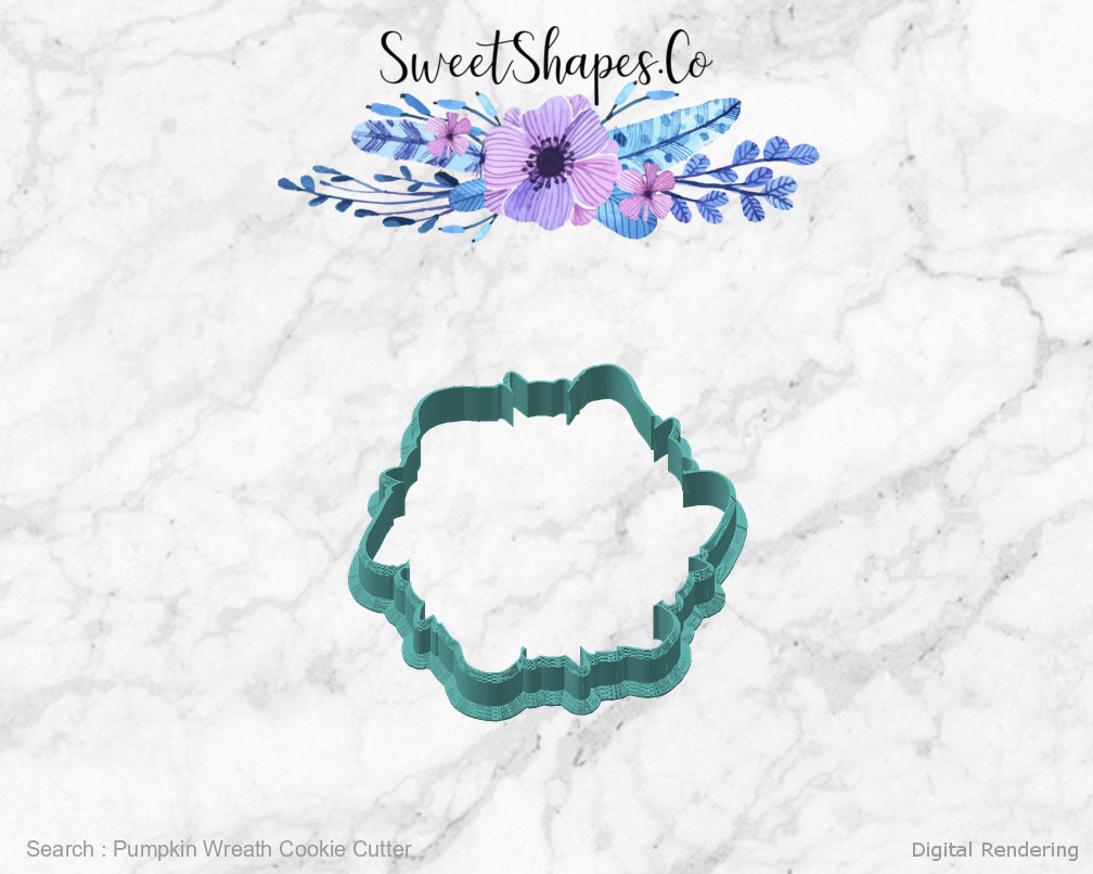 Pumpkin Wreath Cookie Cutter — angled front view