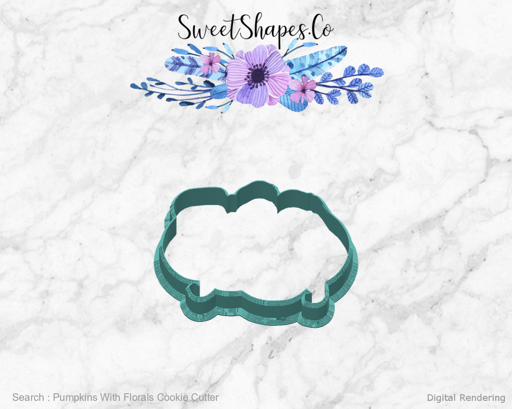 Pumpkins With Florals Cookie Cutter — back view