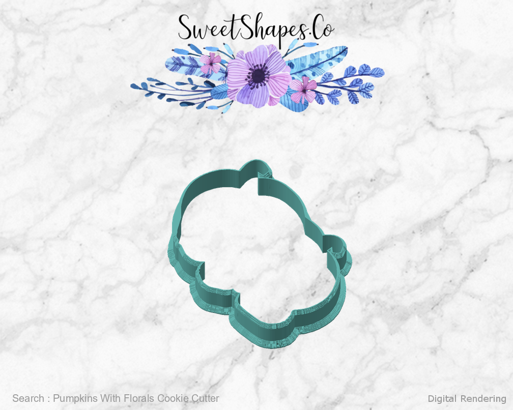 Pumpkins With Florals Cookie Cutter — angled front view