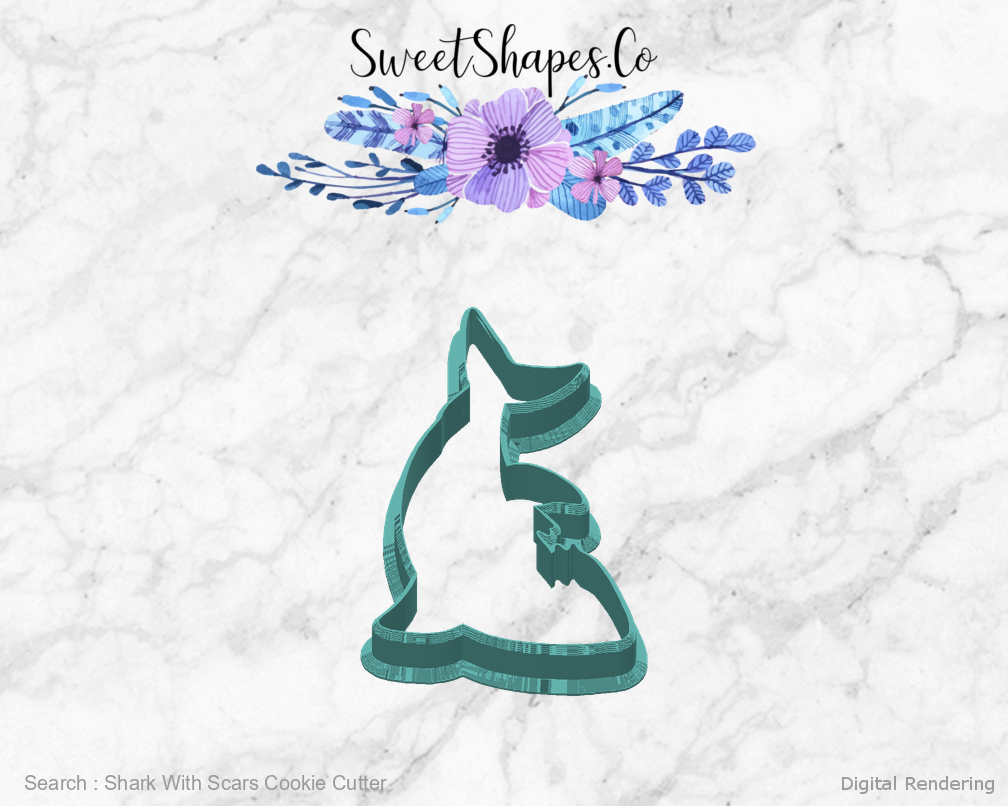 Shark With Scars Cookie Cutter — back view