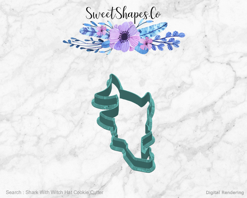 Shark With Witch Hat Cookie Cutter — back view