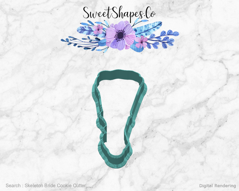 Skeleton Bride Cookie Cutter — back view
