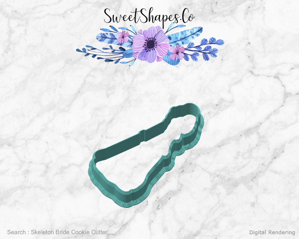 Skeleton Bride Cookie Cutter — angled front view