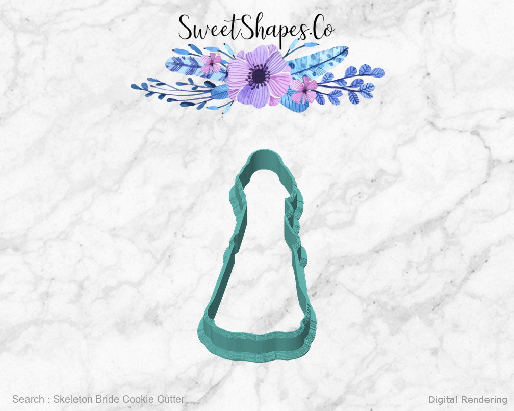Skeleton Bride Cookie Cutter — front view