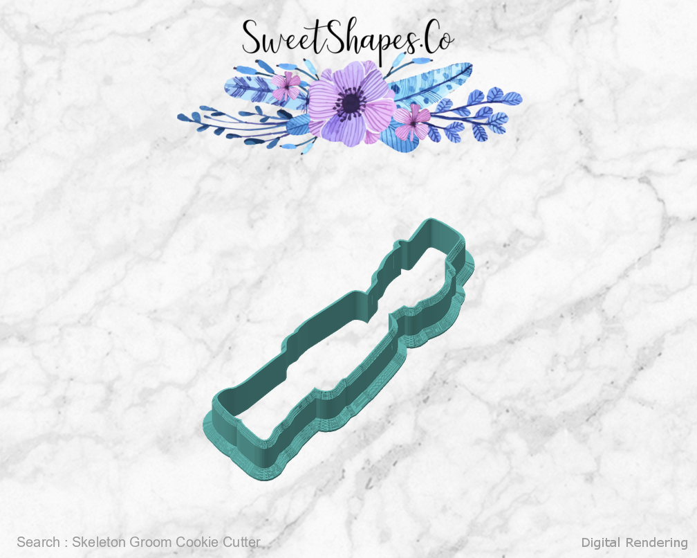 Skeleton Groom Cookie Cutter — angled front view