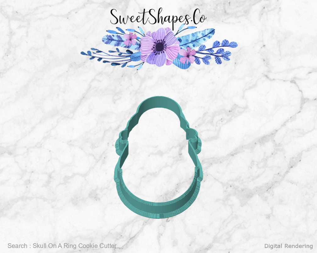 Skull On A Ring Cookie Cutter — front view