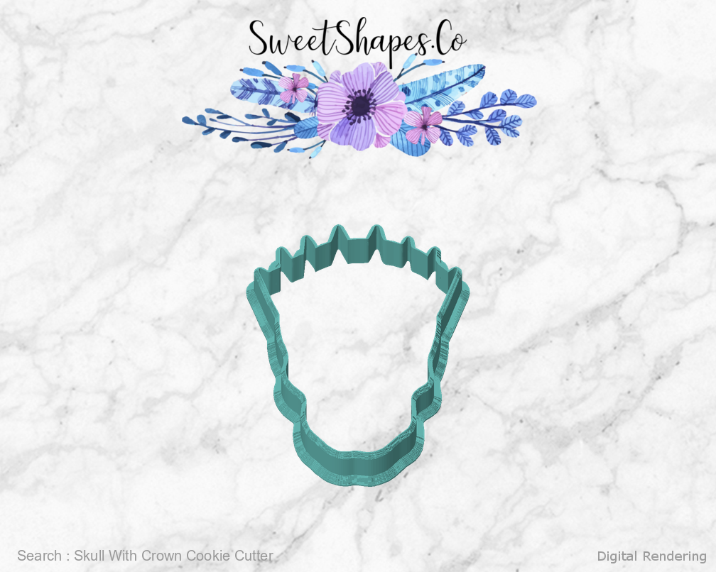 Skull With Crown Cookie Cutter — front view
