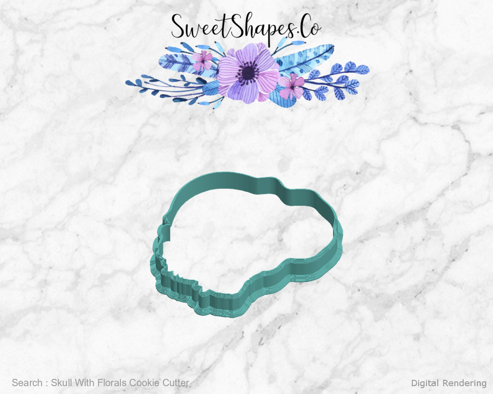 Skull With Florals Cookie Cutter — left view