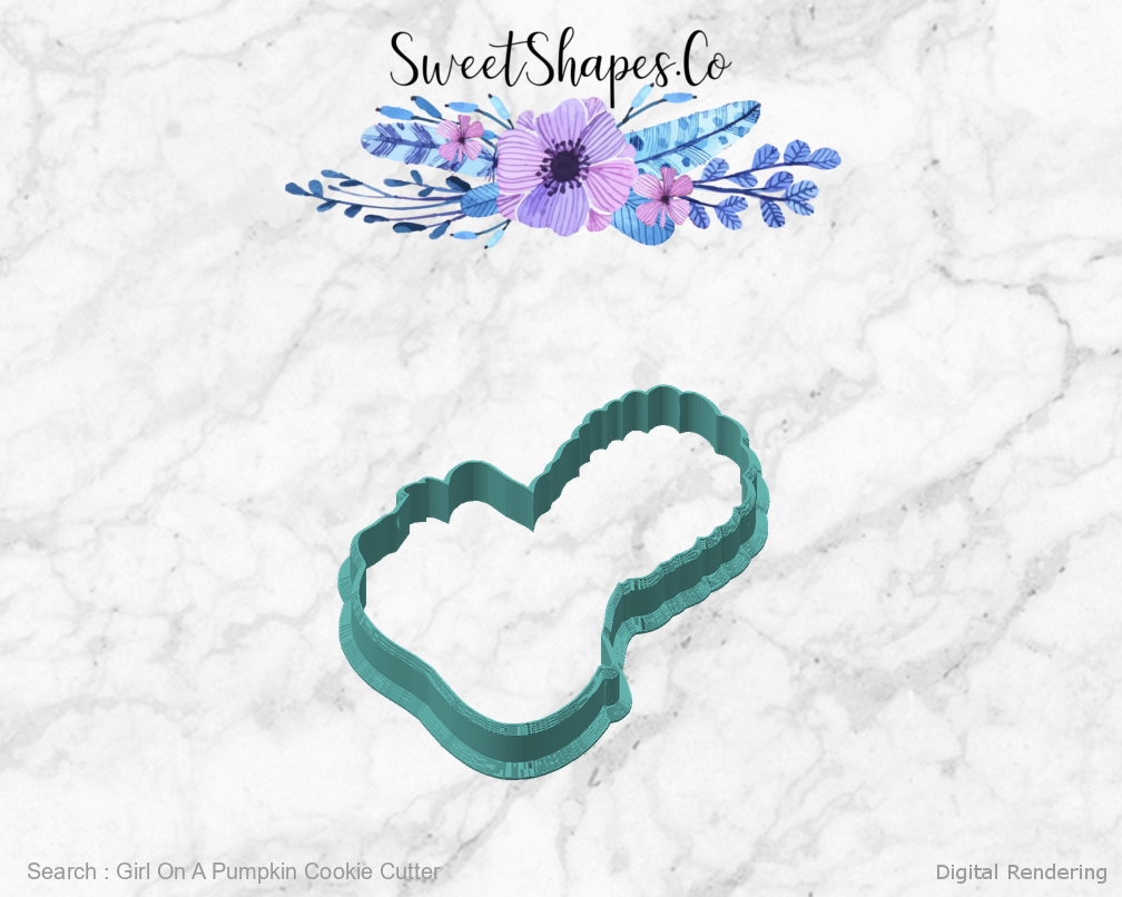 Girl On A Pumpkin Cookie Cutter — angled front view