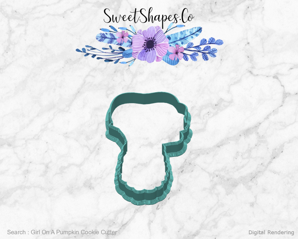 Girl On A Pumpkin Cookie Cutter — back view