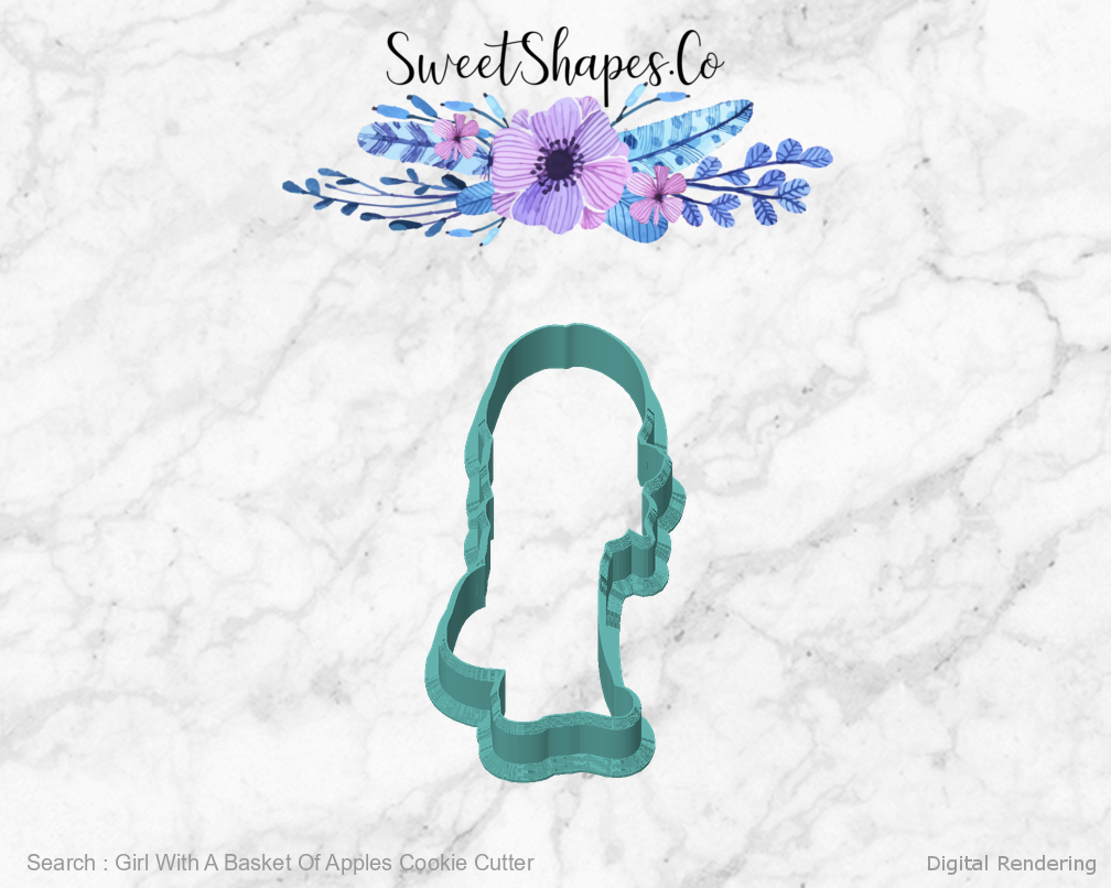 Girl With A Basket Of Apples Cookie Cutter — front view