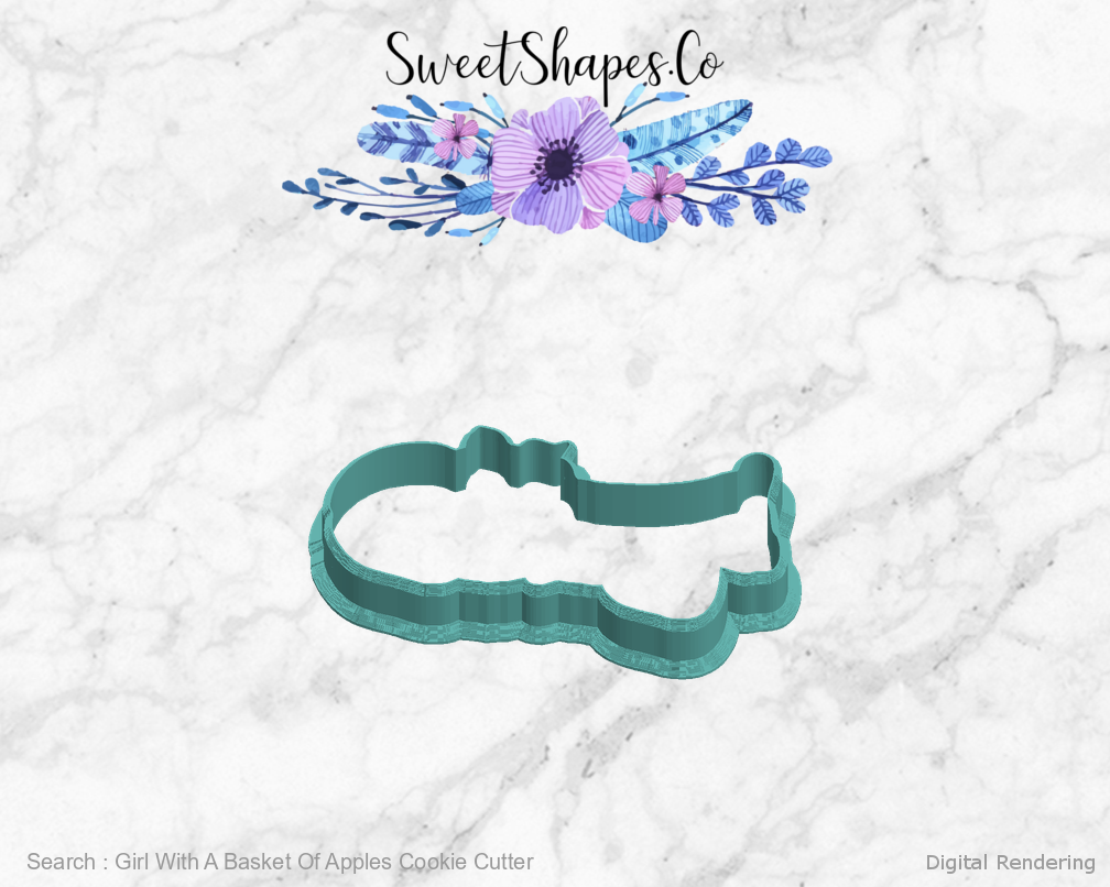 Girl With A Basket Of Apples Cookie Cutter — left view