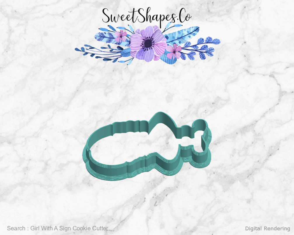 Girl With A Sign Cookie Cutter — left view