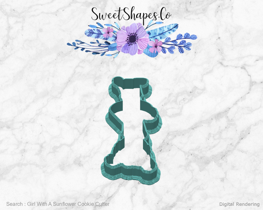 Girl With A Sunflower Cookie Cutter — back view