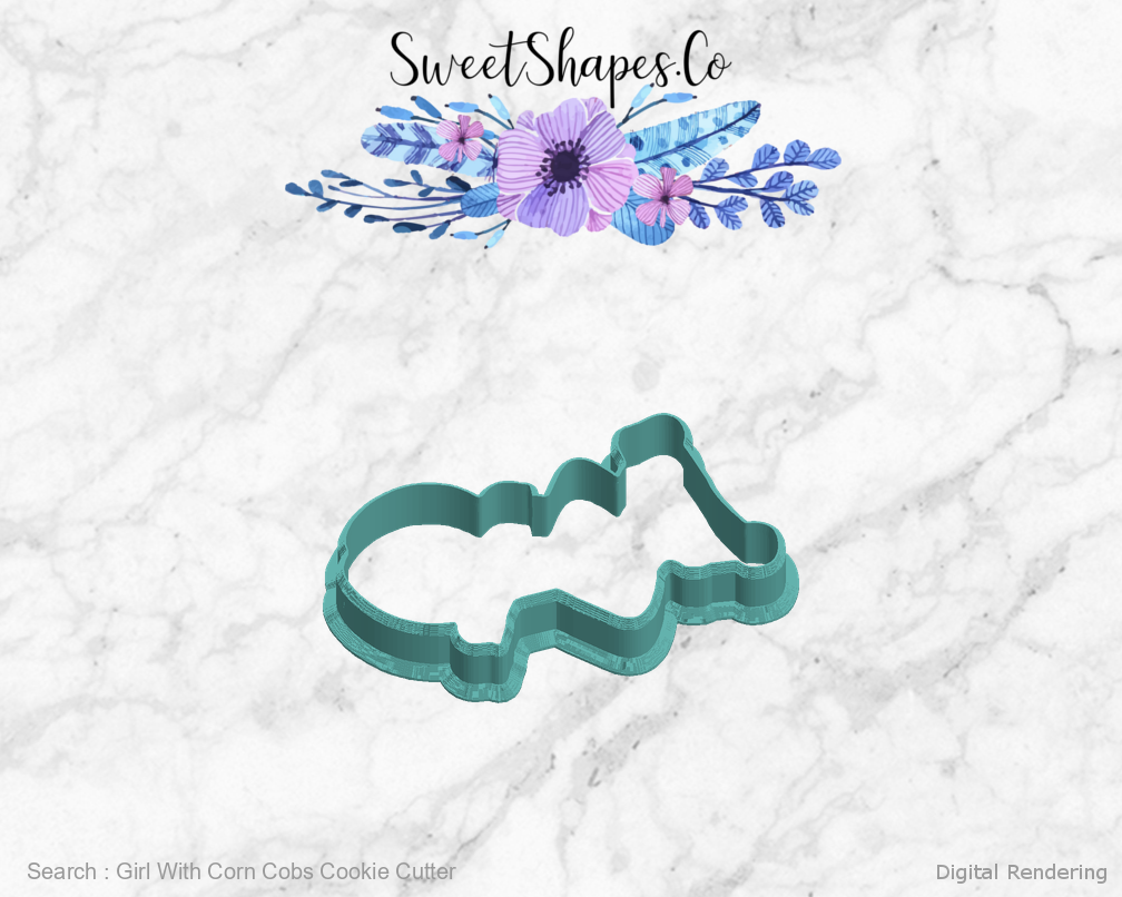 Girl With Corn Cobs Cookie Cutter — left view